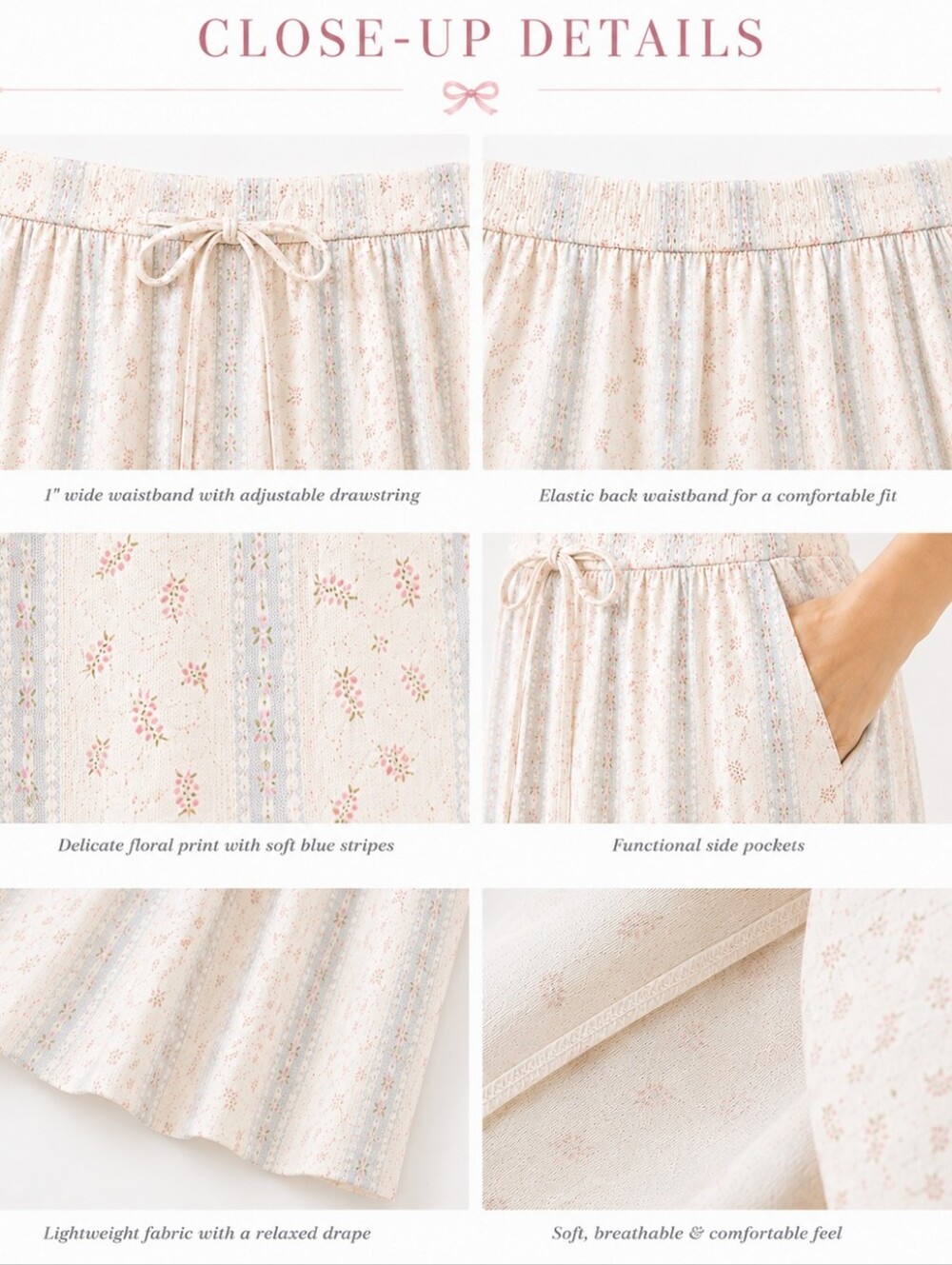 Cali 1850 NWT Linen Blend Wide Leg Lounge Pants Size M - Picture 3 of 10
